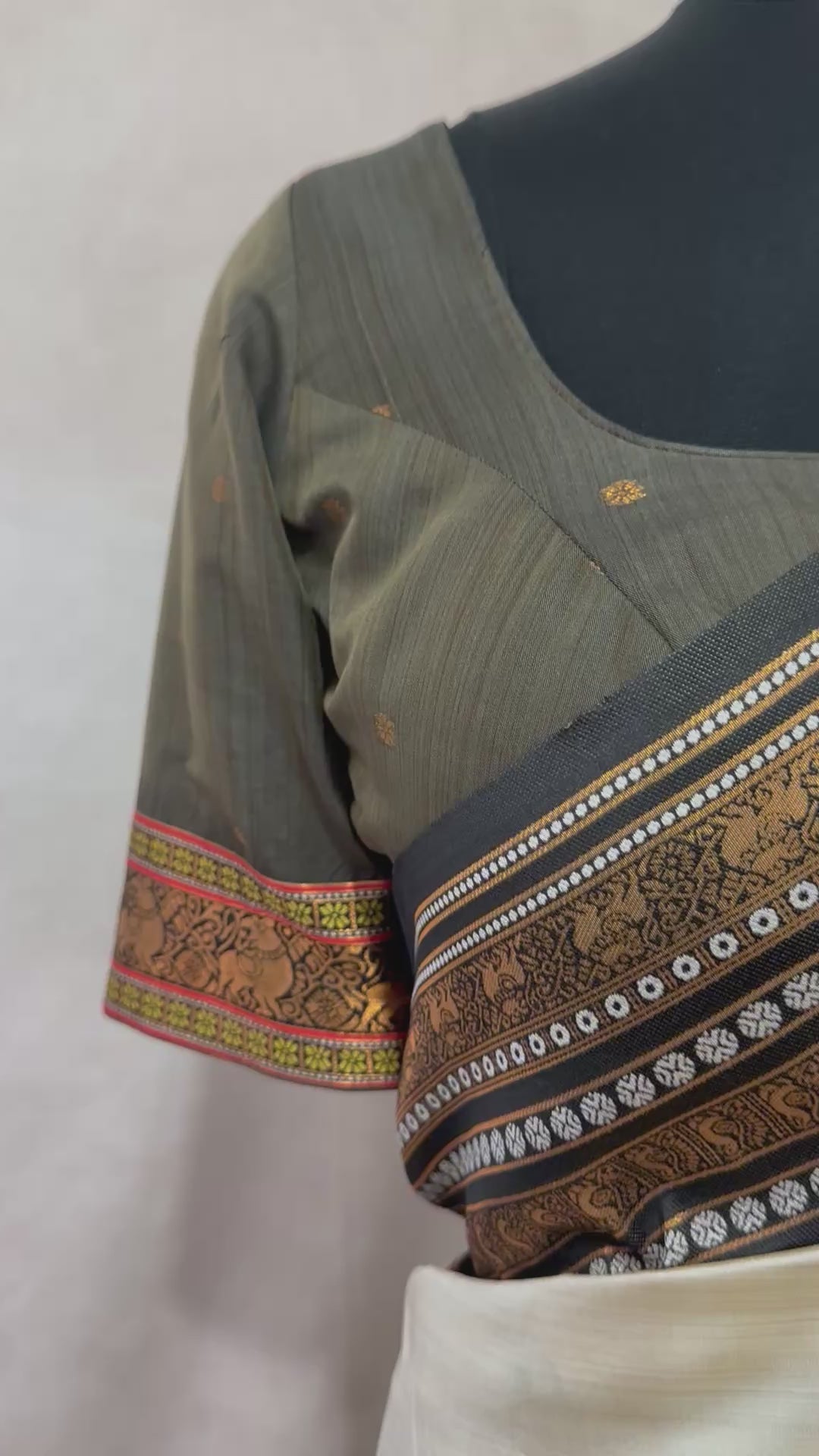 Asam silk saree with brown broder and stitched blouse