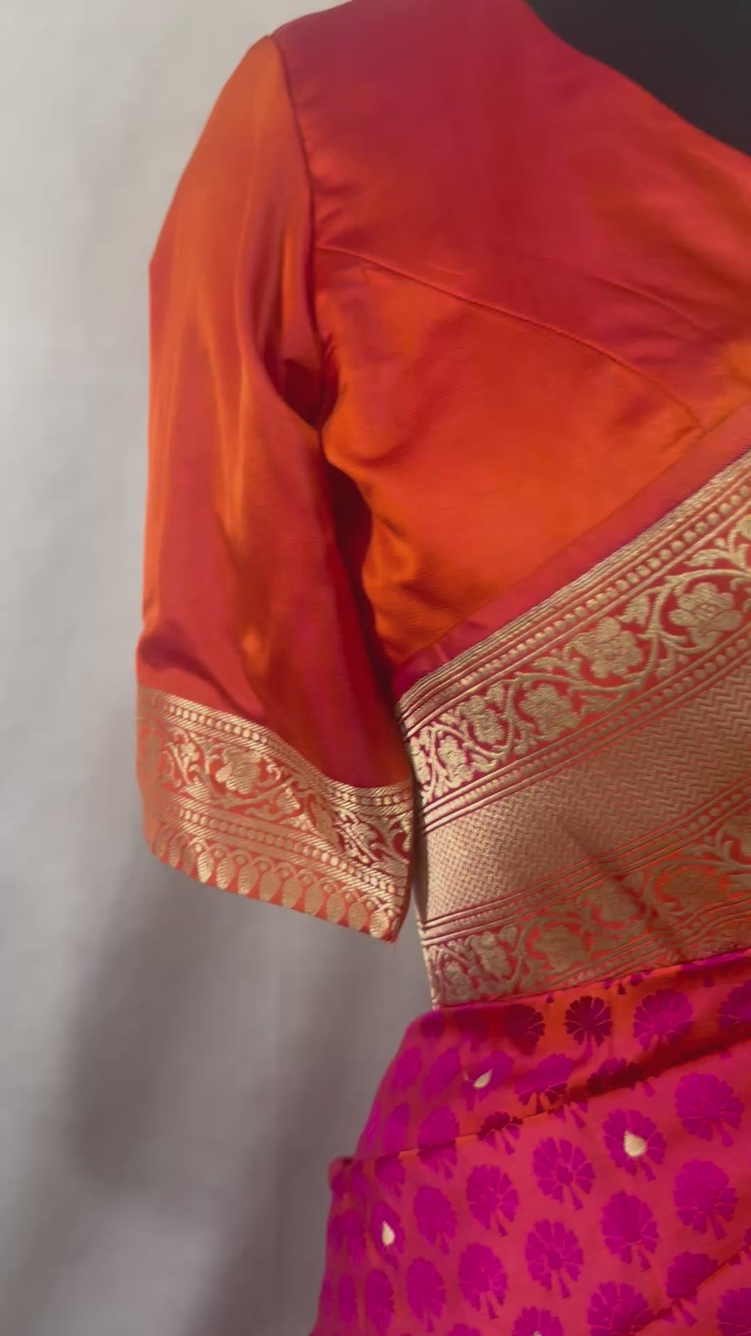 Banarasi Tanchoi Silk Saree with stitched blouse