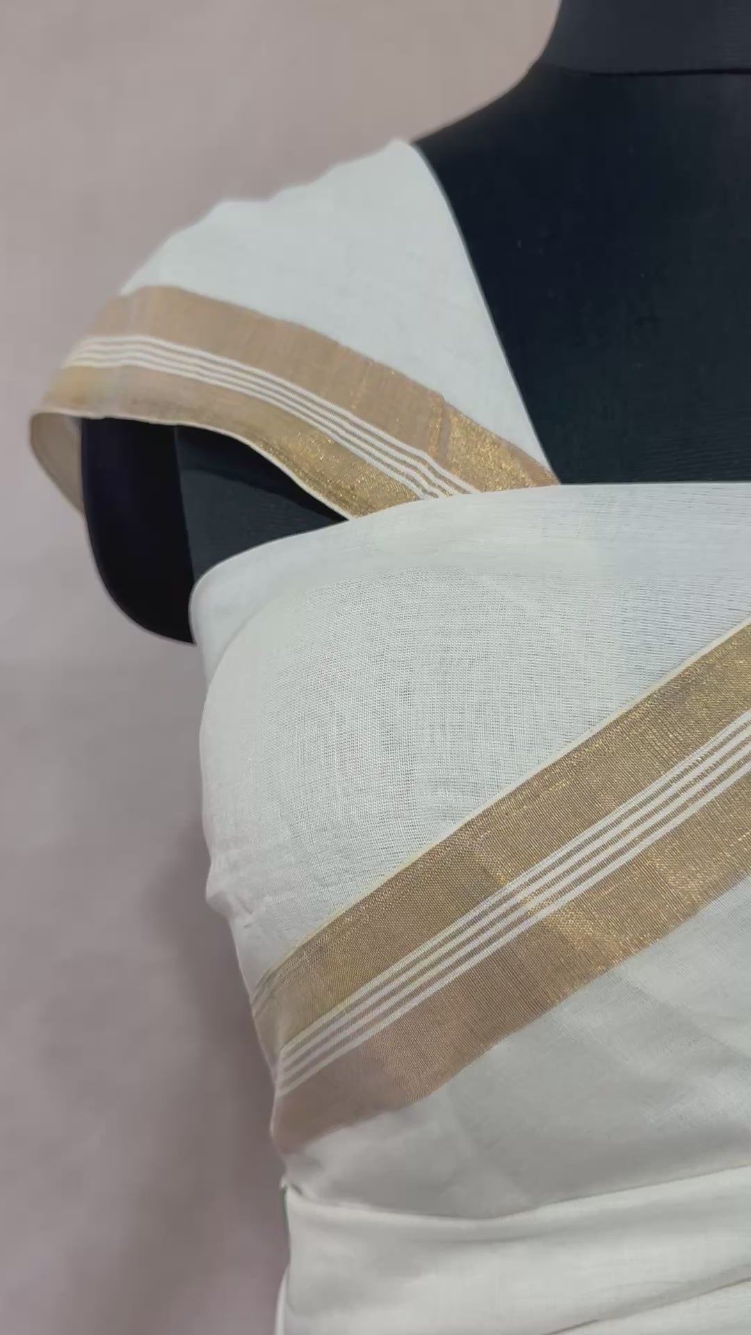 Green and gold pure cotton handloom saree with jamdanni weave