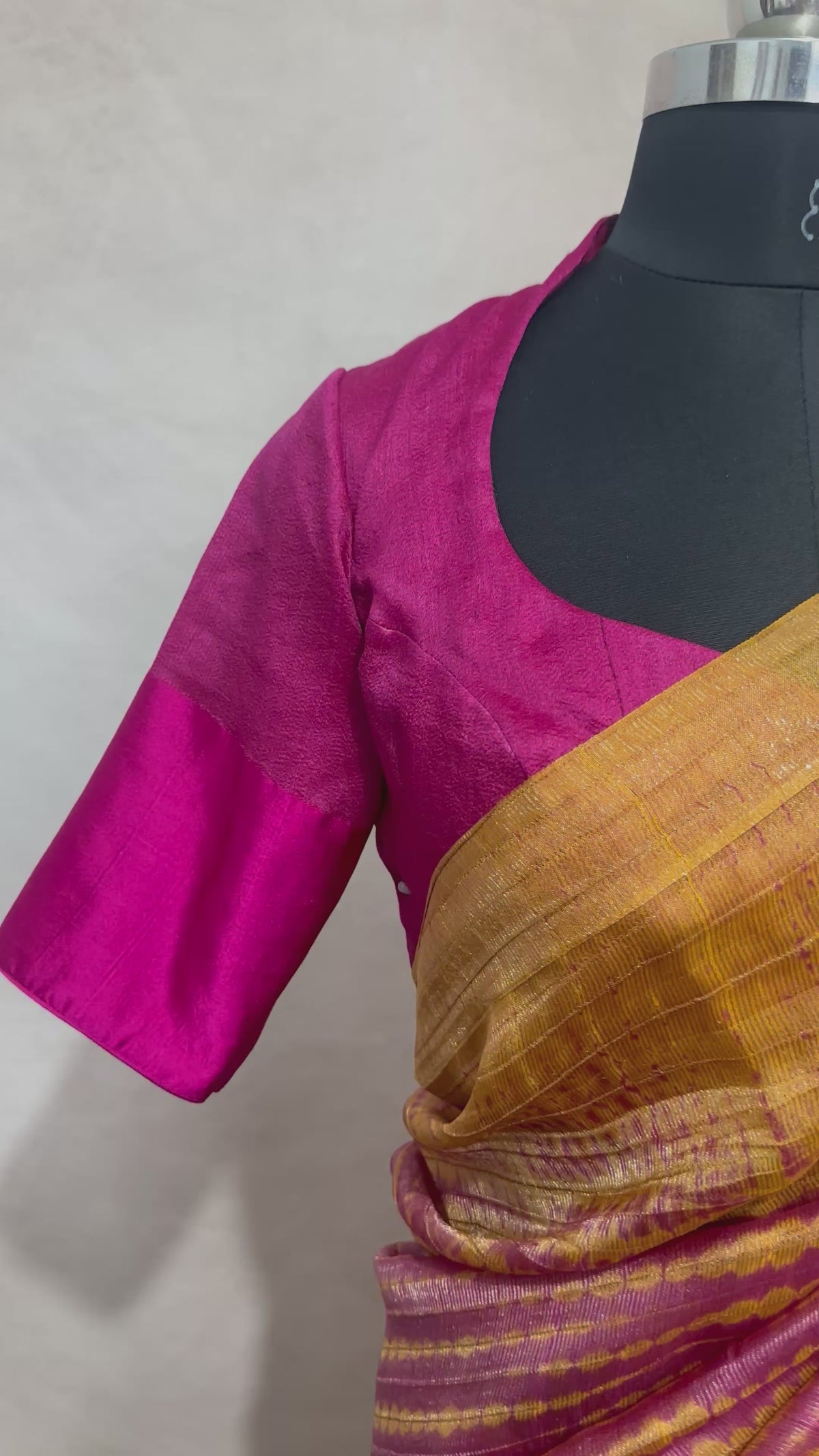 Tissue tussar silk saree shibori dye, with stitched blouse