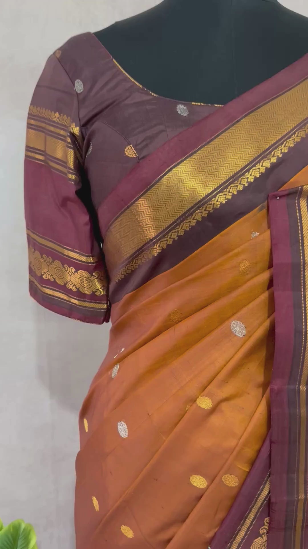 Handloom gadwal pure silk saree with muniya tissue border and stitched blouse