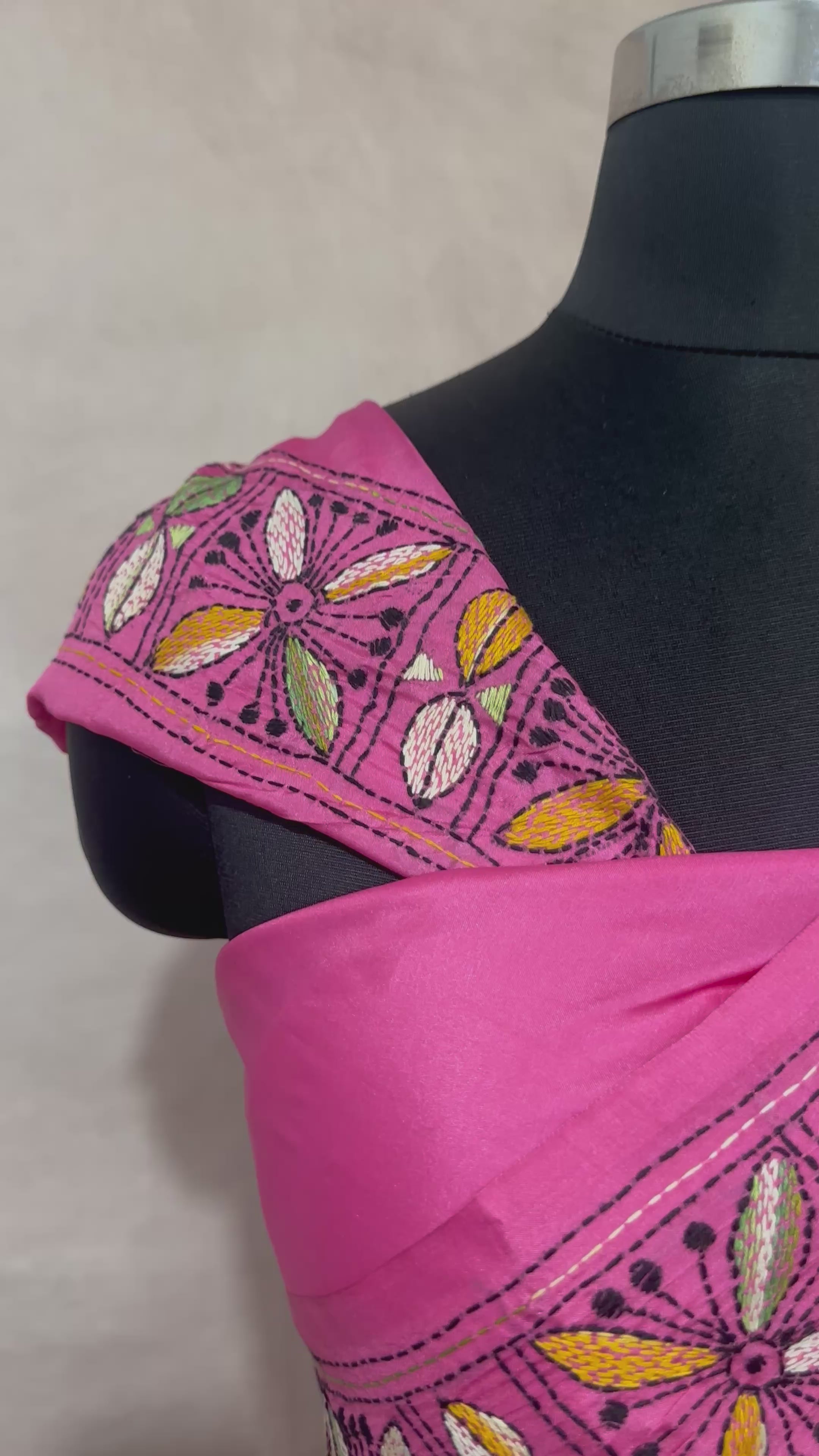 Bangalore silk saree with kantha work, No BP