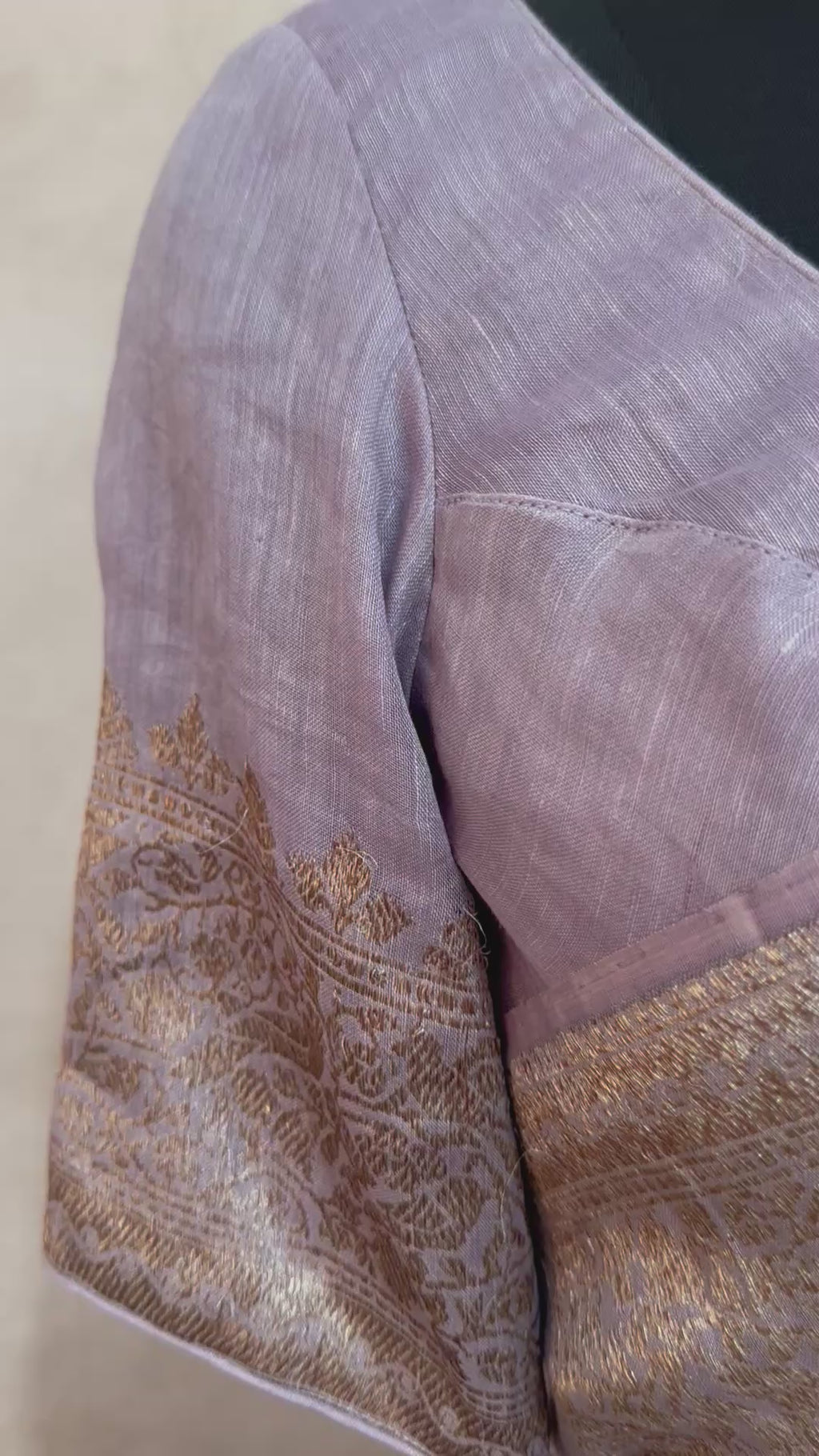 Linen banarsi saree with stitched blouse