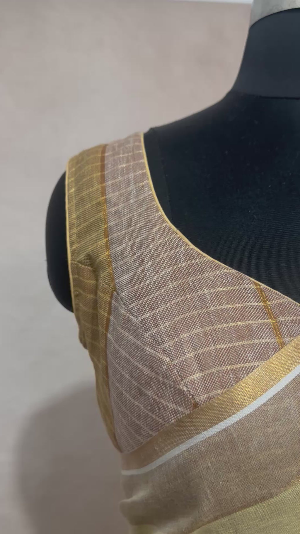 Linen saree with gold border