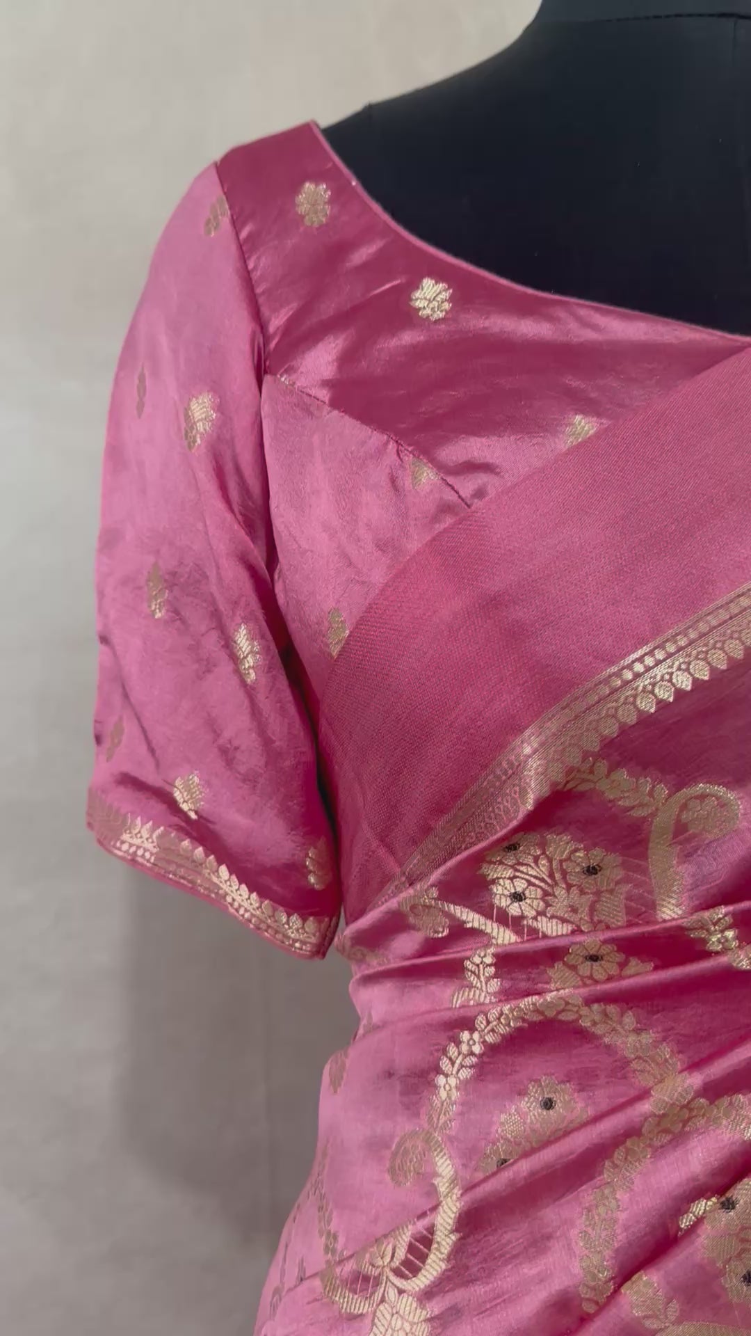 Raw mango meena jal saree with stitched blouse