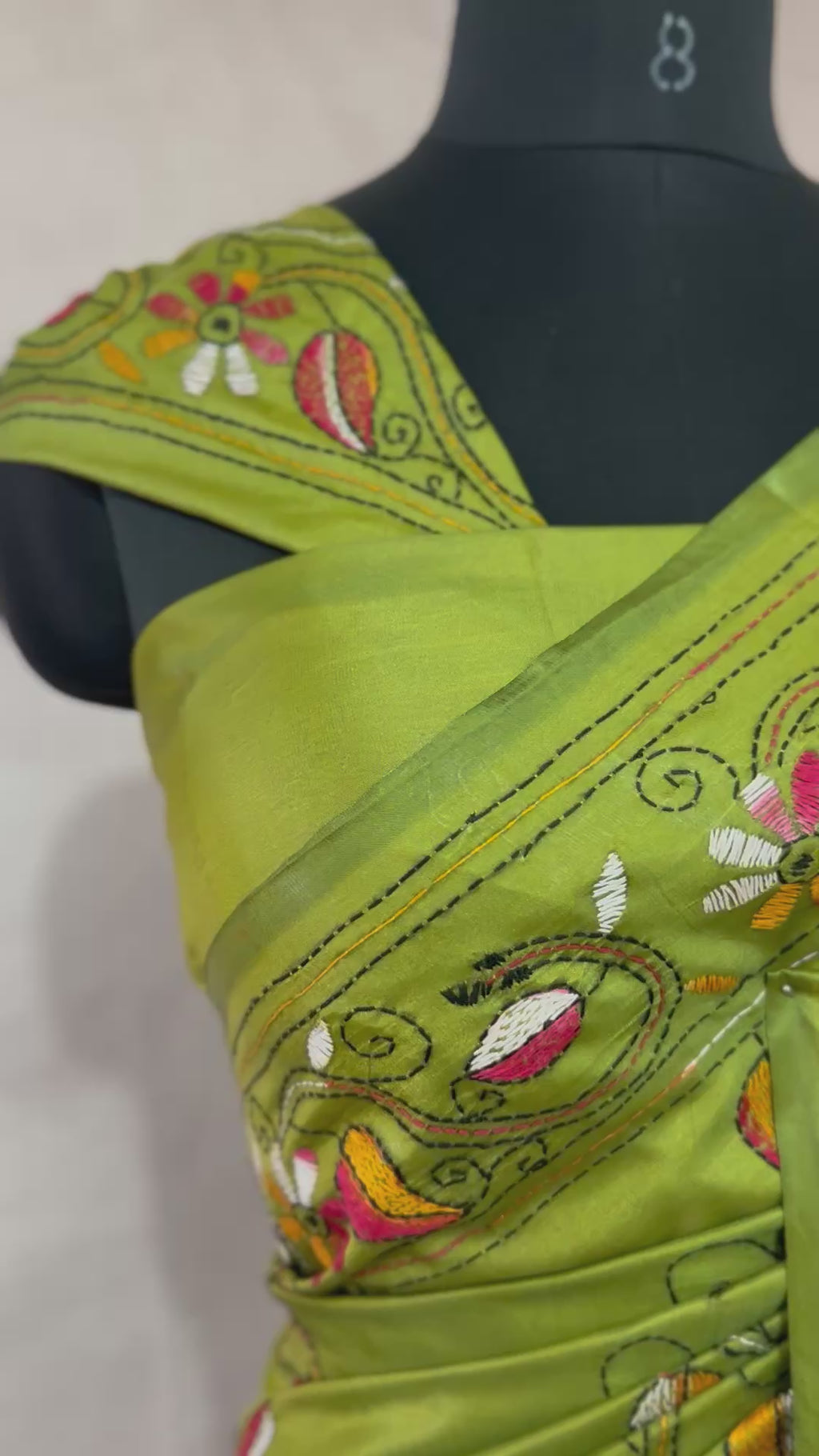 Bangalore silk saree with kantha work, No BP
