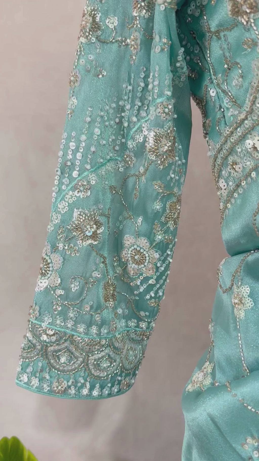 Blue tissue designer saree with stitched blouse and under skirt