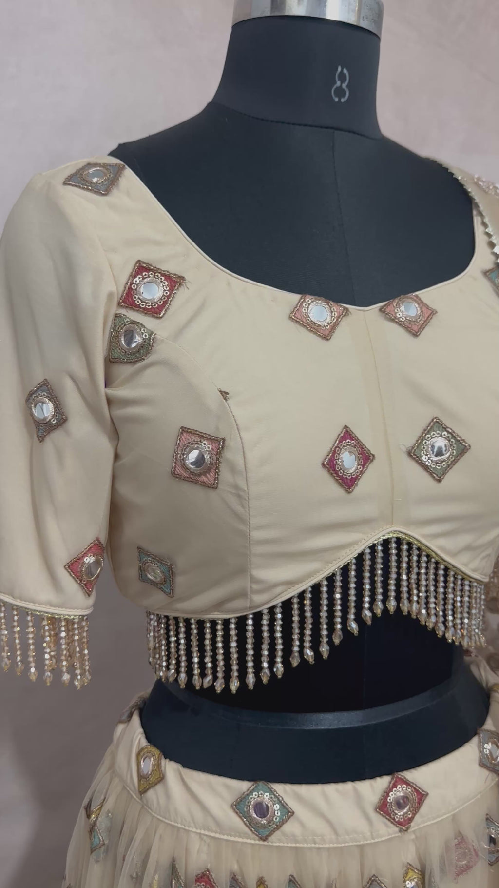 Designer lehanga set with foil mirror