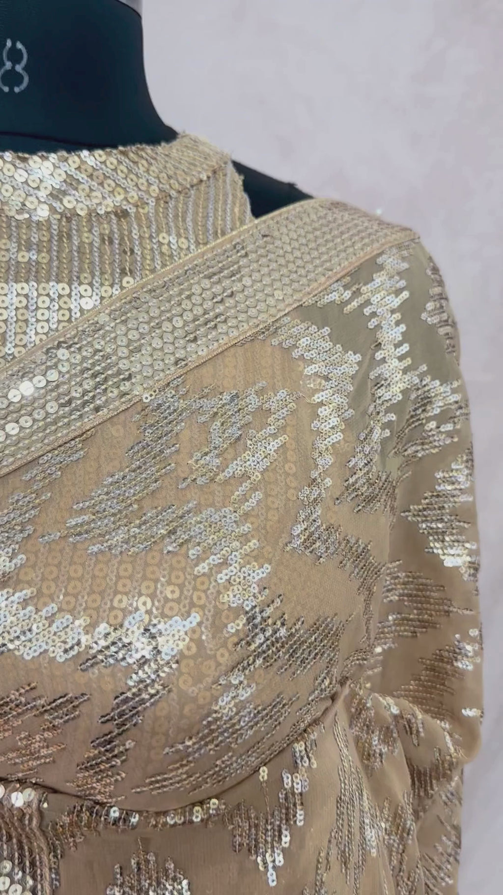 Designer sequins saree with blouse and under skirt