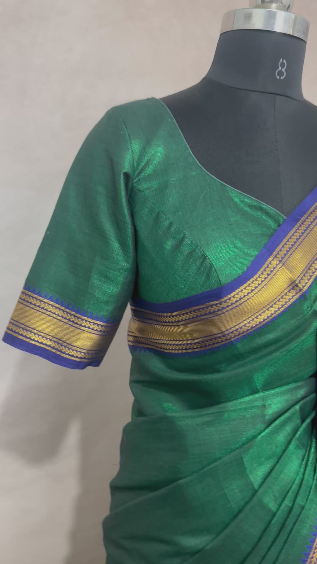 Handloom tissue cotton saree with stitched blouse