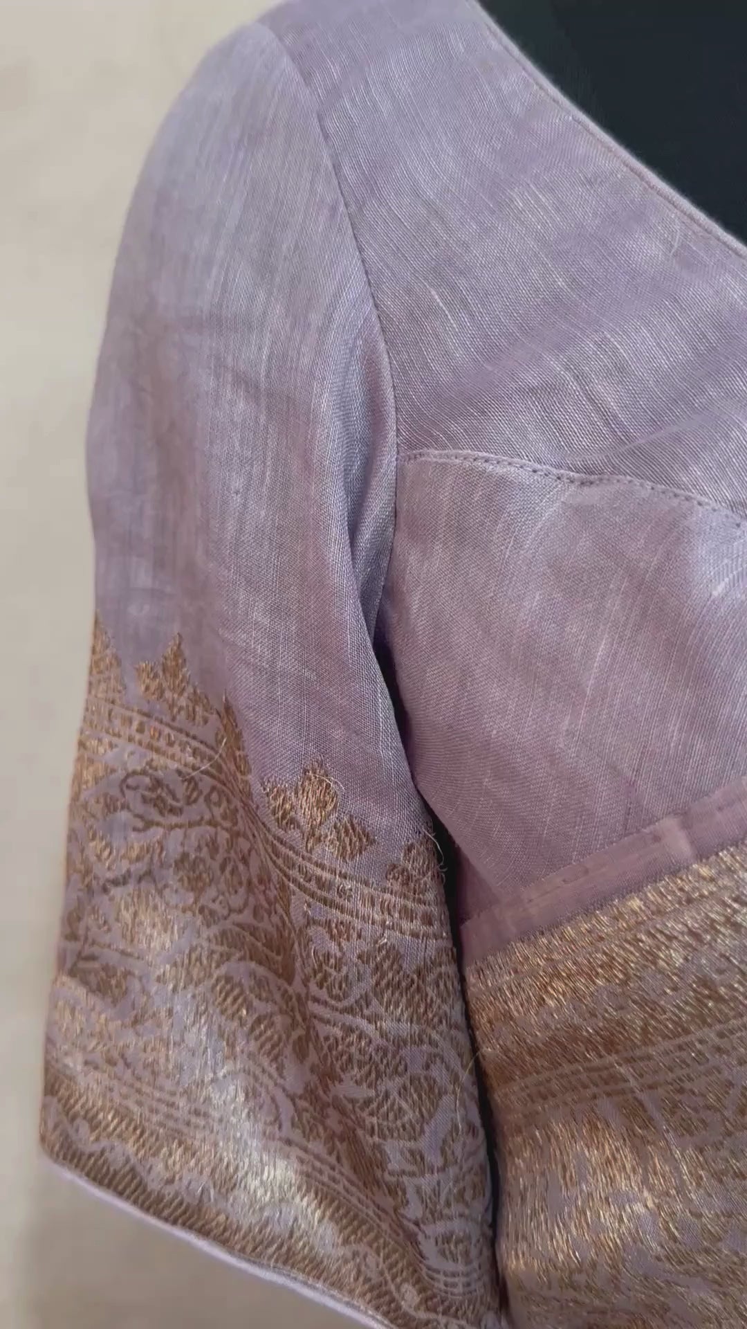 Linen banarsi saree with stitched blouse