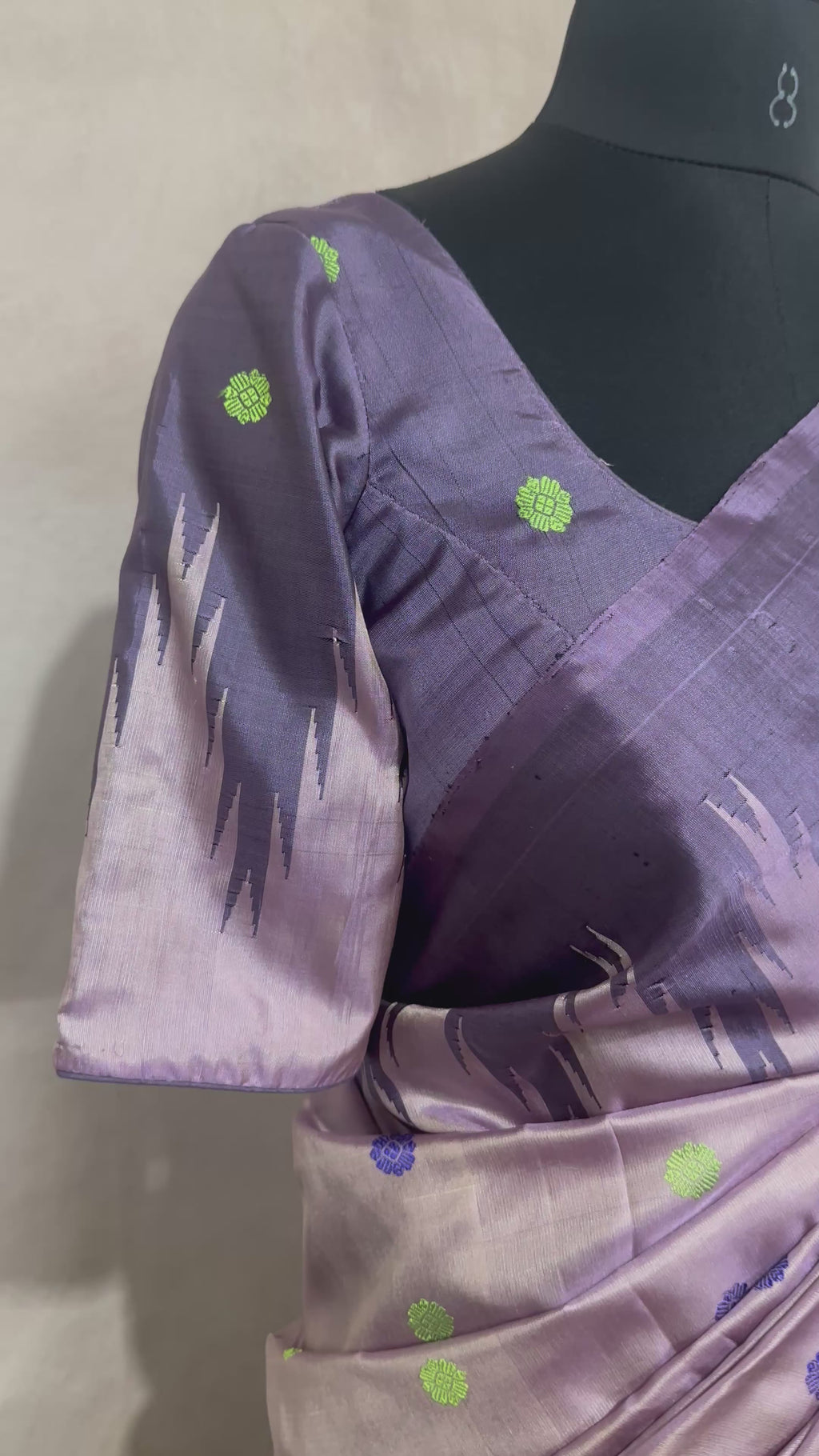 Handloom pure silk lilac gadwal silk saree with stitched blouse