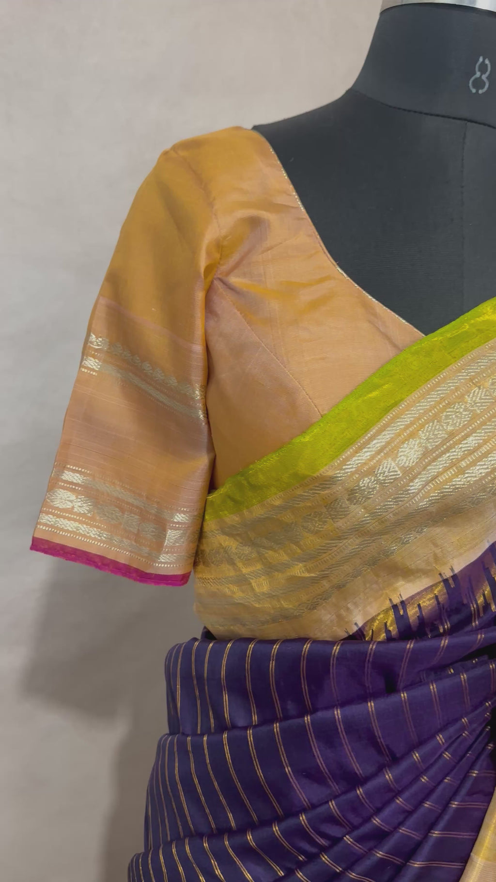 Pure silk handloom Gadwal saree with stitched blouse