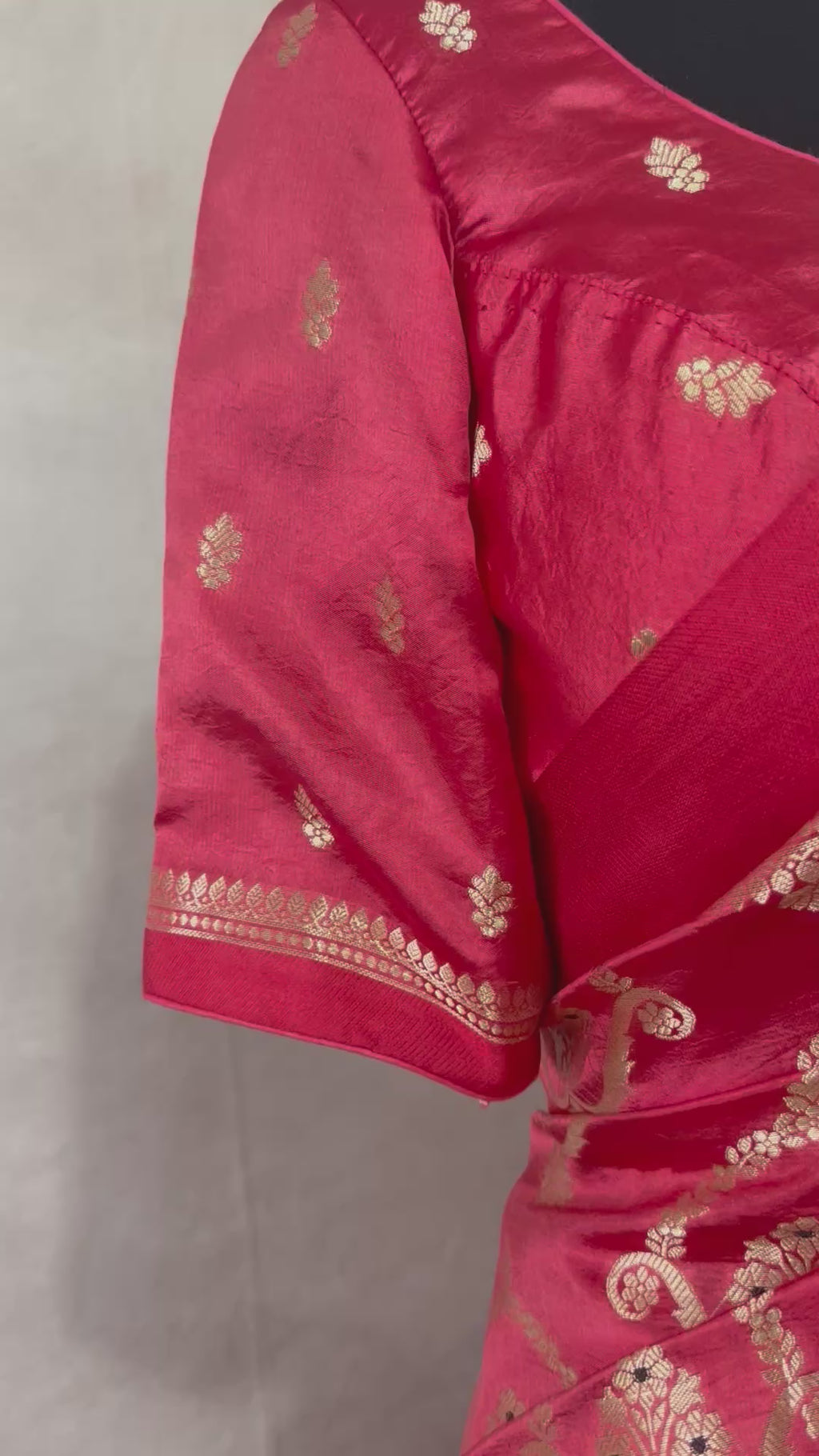 Raw mango meena jal saree with stitched blouse