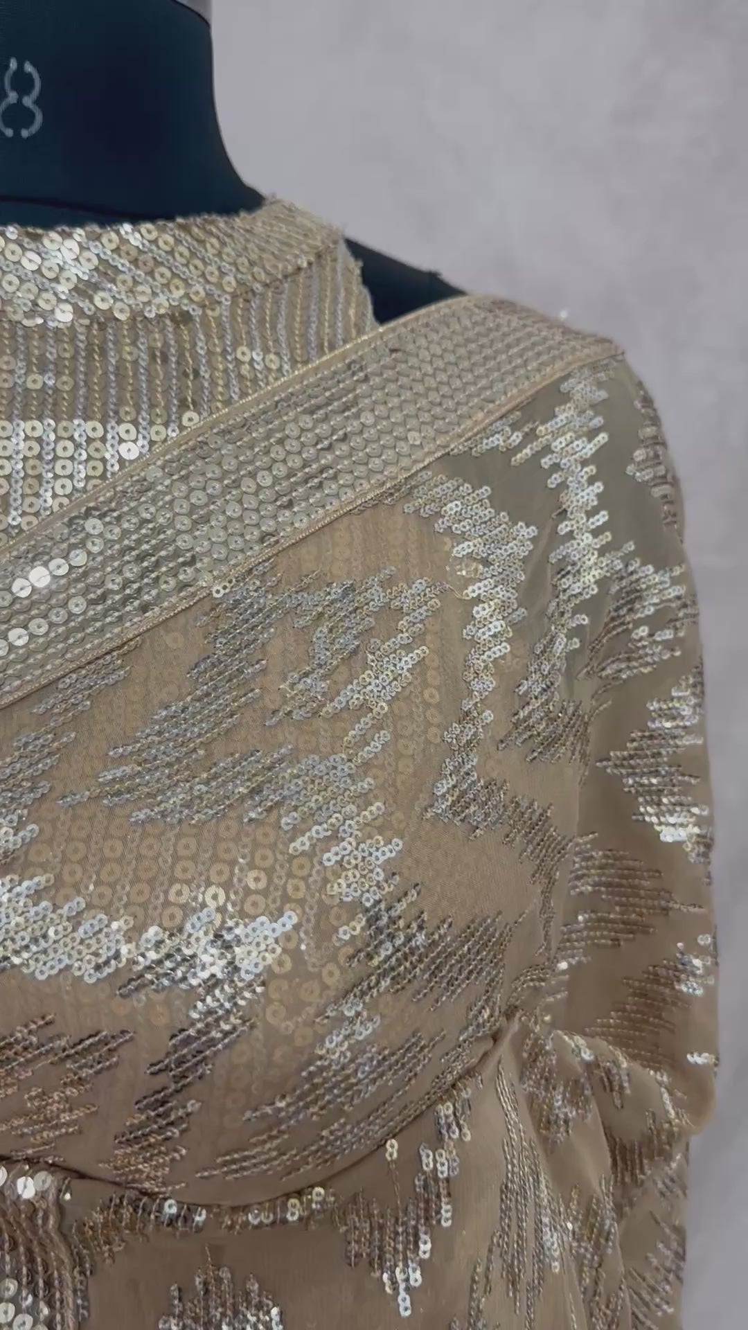 Designer sequins saree with blouse and under skirt