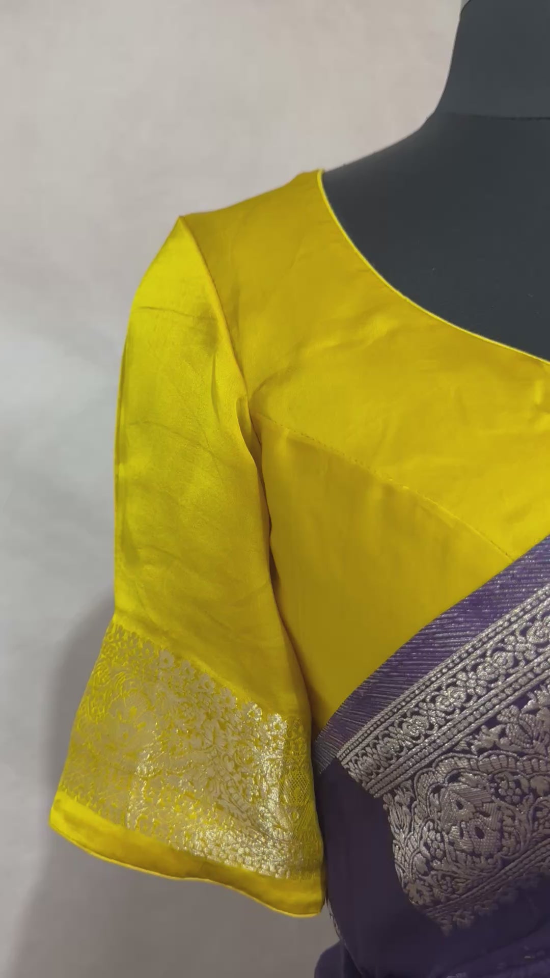 Semi crepe georgette saree with meenakari weave and contrast bllouse