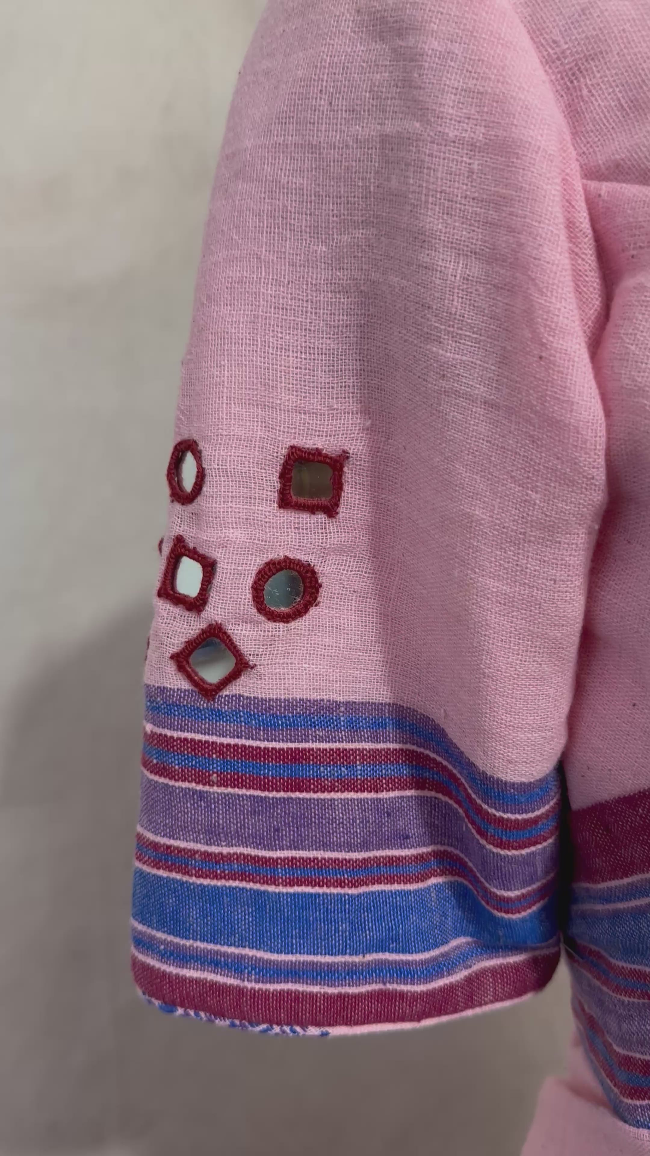 Organic Kala cotton handloom saree with mirror work , stitched blouse