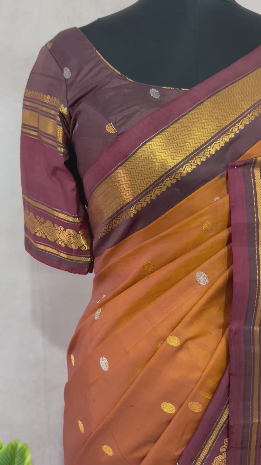 Handloom gadwal pure silk saree with muniya tissue border and stitched blouse