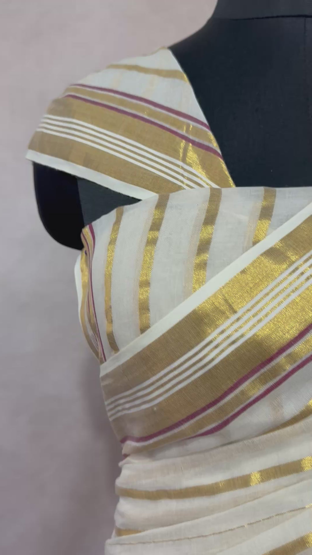 Maroon and gold line 120 mulcotton saree