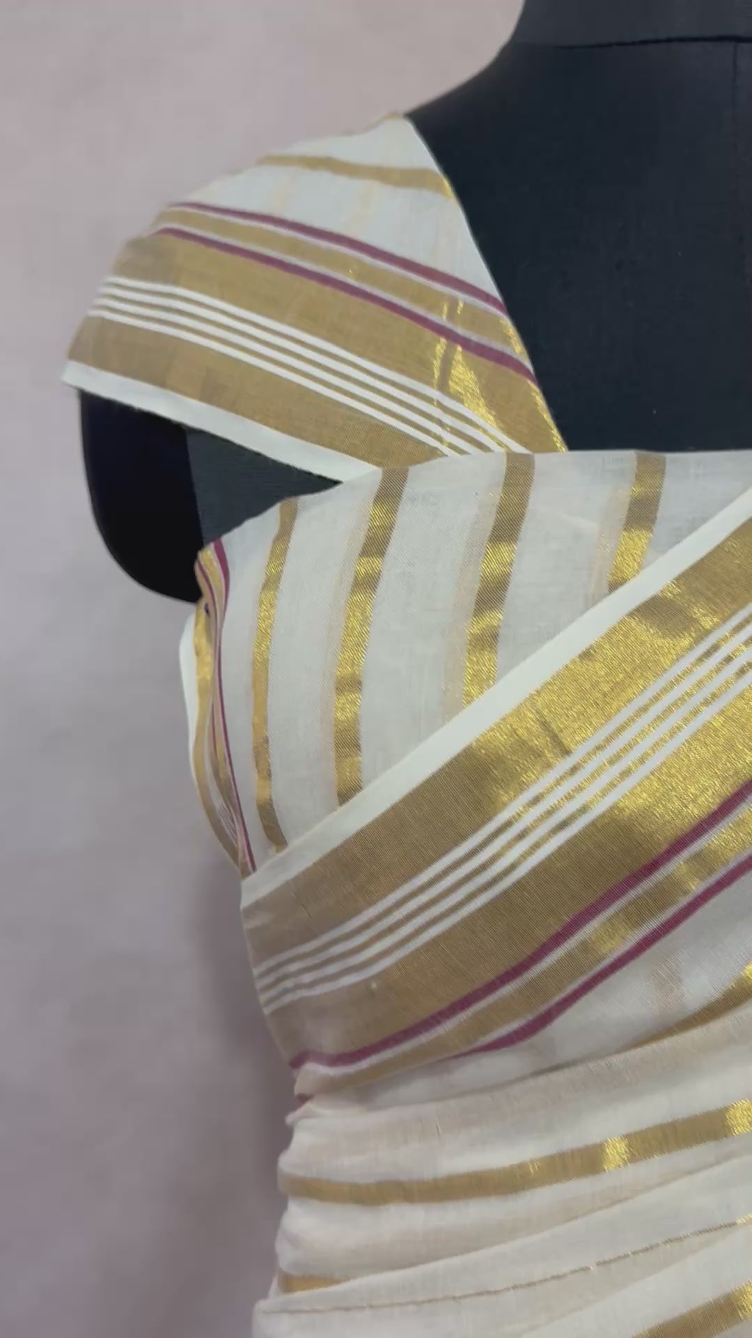 Maroon and gold line 120 mulcotton saree
