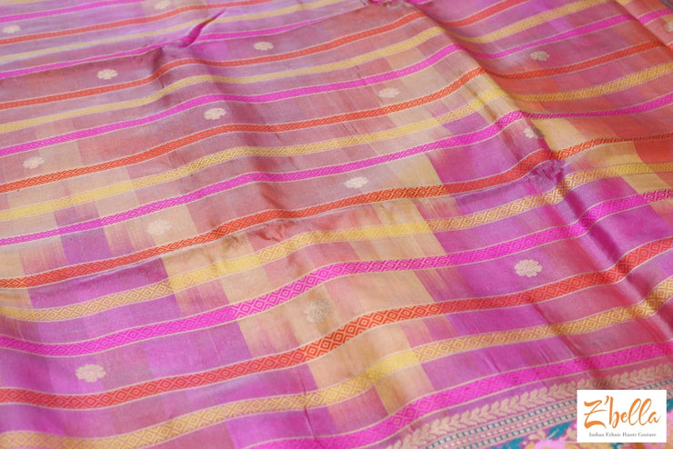 Pure Silk Designer Tissue Handwoven Silk Saree With Paithani Border Stitched Blouse Saree