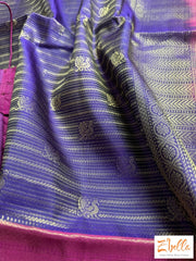 Purple And Majenta Brocade Soft Silk Saree With Stitched Blouse Saree