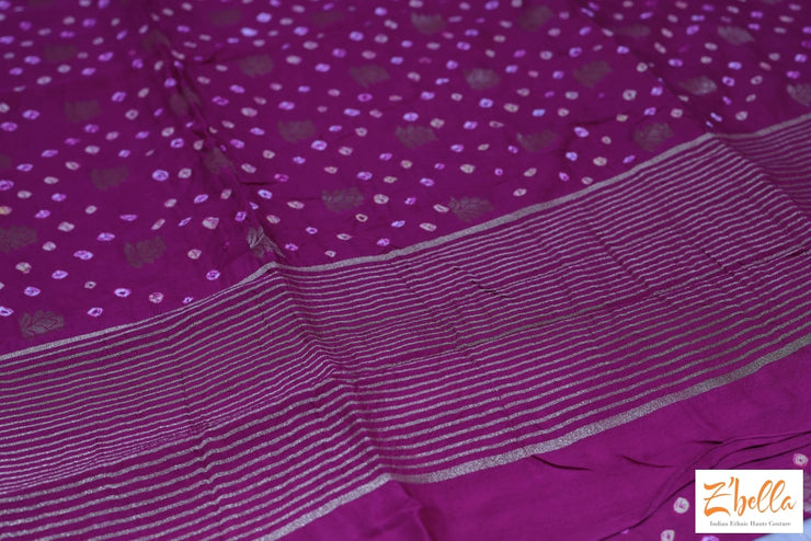 Purple Bandini Crepe Saree With Bp Saree
