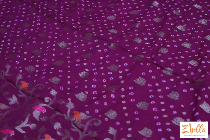 Purple Bandini Crepe Saree With Bp Saree