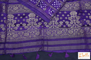 Blue Gajji Silk Bandini Saree With Banarsi Border Stitched Blouse Saree