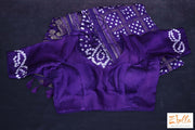Blue Gajji Silk Bandini Saree With Banarsi Border Stitched Blouse Saree