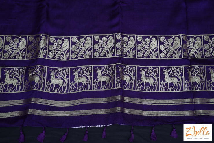 Blue Gajji Silk Saree With Banarsi Border Stitched Blouse Saree