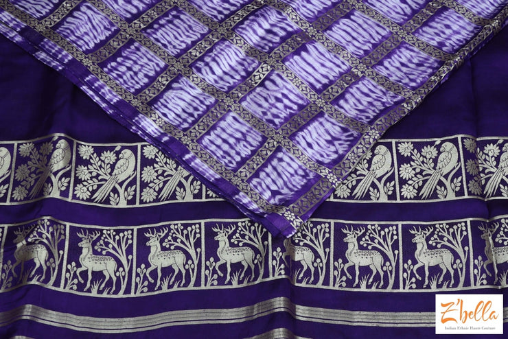 Blue Gajji Silk Saree With Banarsi Border Stitched Blouse Saree