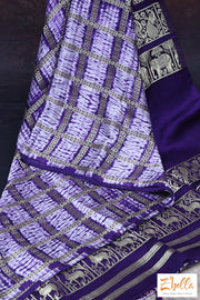 Blue Gajji Silk Saree With Banarsi Border Stitched Blouse Saree