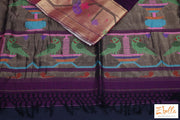 Purple Handwoven Paithani Pure Cotton Saree With Stitched Blouse Saree