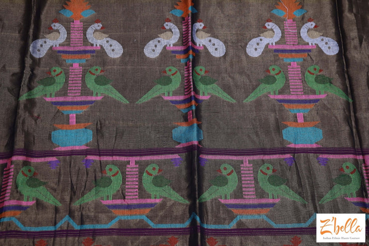 Purple Handwoven Paithani Pure Cotton Saree With Stitched Blouse Saree