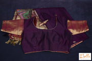 Purple Handwoven Paithani Pure Cotton Saree With Stitched Blouse Saree