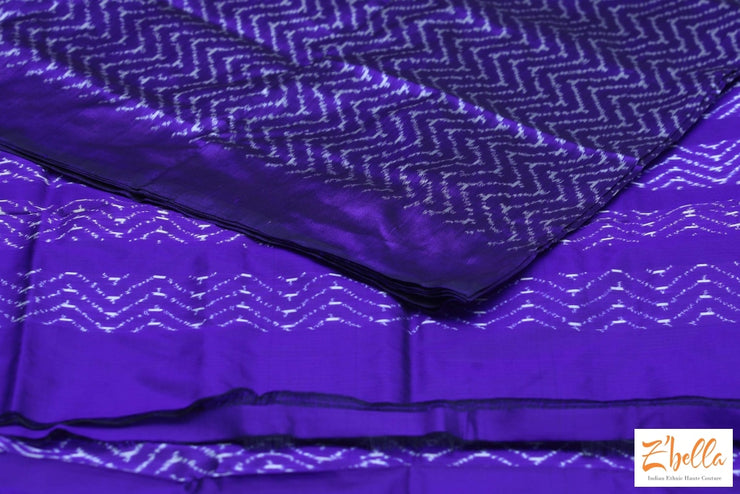 Purple Ikkat Handwoven Saree With Stitched Blouse Saree