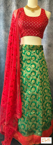 Red And Green Combo Silk Lehanga Lehanga