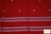 Red And White Combo Heart Weave Pure Handloom Cotton Saree With Bp Saree