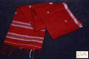 Red And White Combo Heart Weave Pure Handloom Cotton Saree With Bp Saree