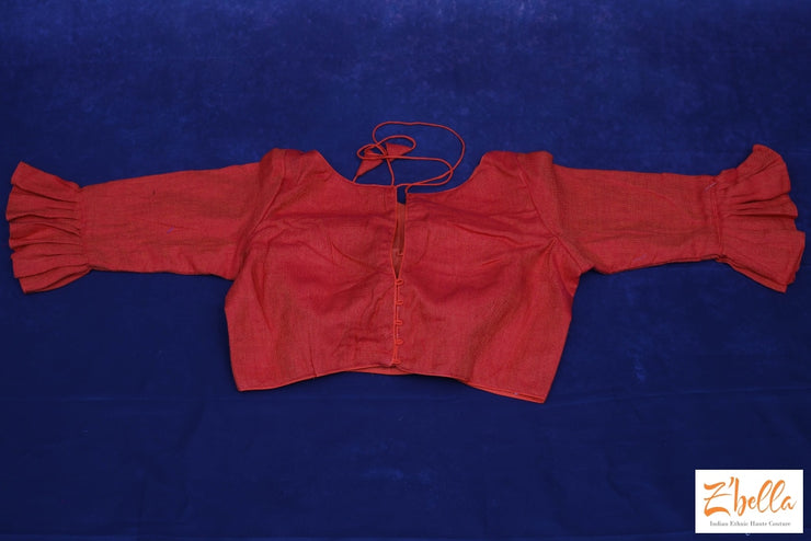 Red Cotton Blouse With Sleeve Pattern Blouse