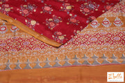 Red Floral Printed Chanderi Cotton Silk Saree With Bp Saree
