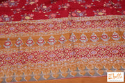 Red Floral Printed Chanderi Cotton Silk Saree With Bp Saree