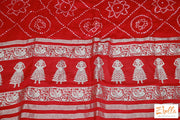 Red Modal Silk Bandihini Garchola Saree With Stitched Blouse Saree