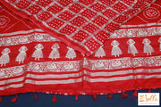 Red Modal Silk Bandihini Garchola Saree With Stitched Blouse Saree