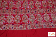 Red Gajji Silk Bandini Saree With Banarsi Border Stitched Blouse Saree