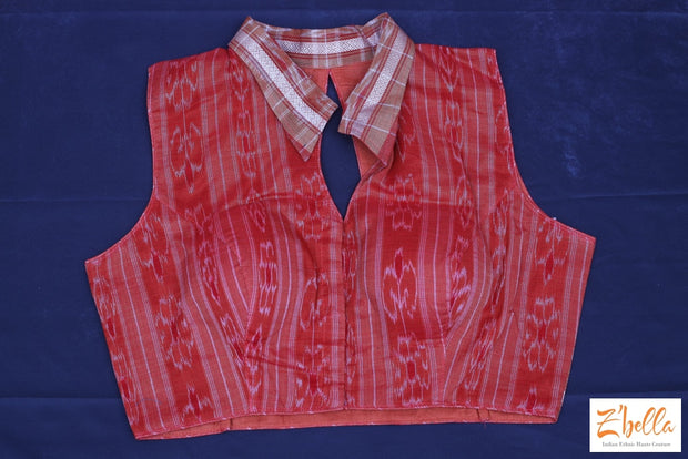 Red Ikkat Sleeveless Blouse Blouse