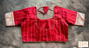 Red Katan Banarsi Saree With Silver And Gold Zari Weave Saree