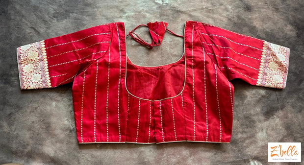 Red Katan Banarsi Saree With Silver And Gold Zari Weave Saree