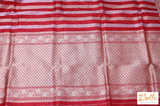 Red Katan Banarsi Saree With Silver And Gold Zari Weave Saree